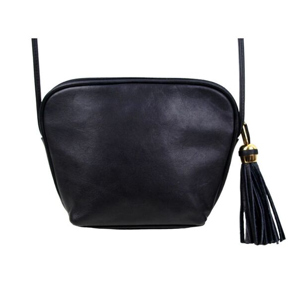 TIGNANELLO BLACK GENUINE LEATHER TASSEL CROSSBODY SHOULDER BAG HANDBAG PURSE - Picture 4 of 16